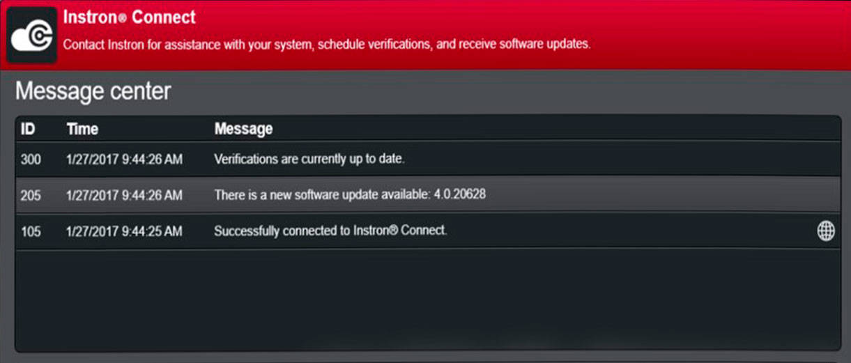 Instron Connect Software Update Notifications