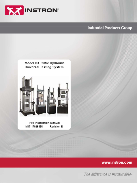 DX Static Hydraulic Universal Testing System – Pre-Installation Manual