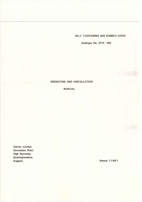 2713-002 Self Tightenting 5kN Rubber Grips – Operating and Installation Manual